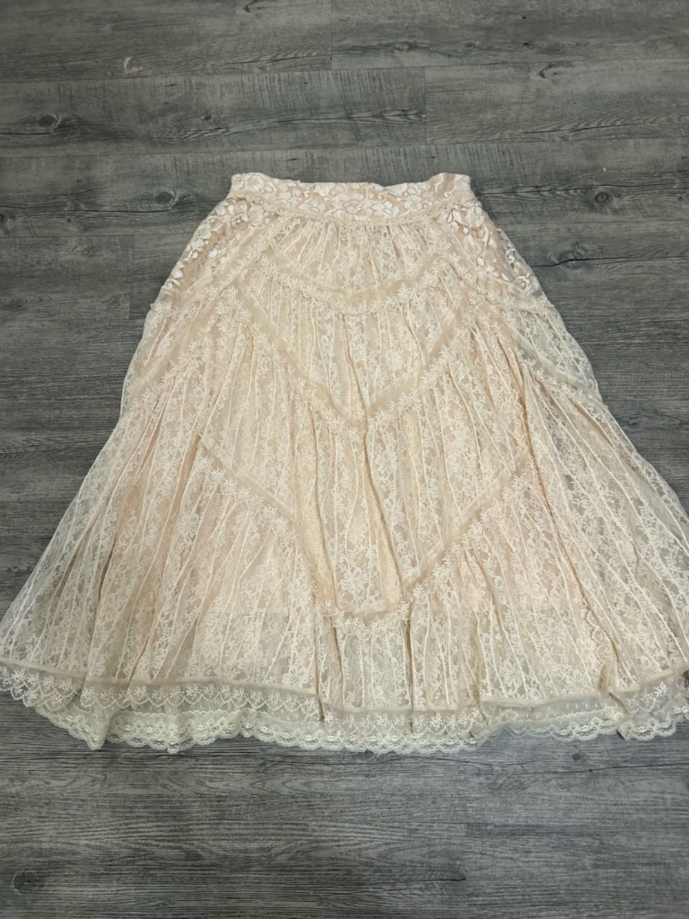 Free People Annie Oakley Rare Lace Maxi Skirt L - Picture 2 of 4